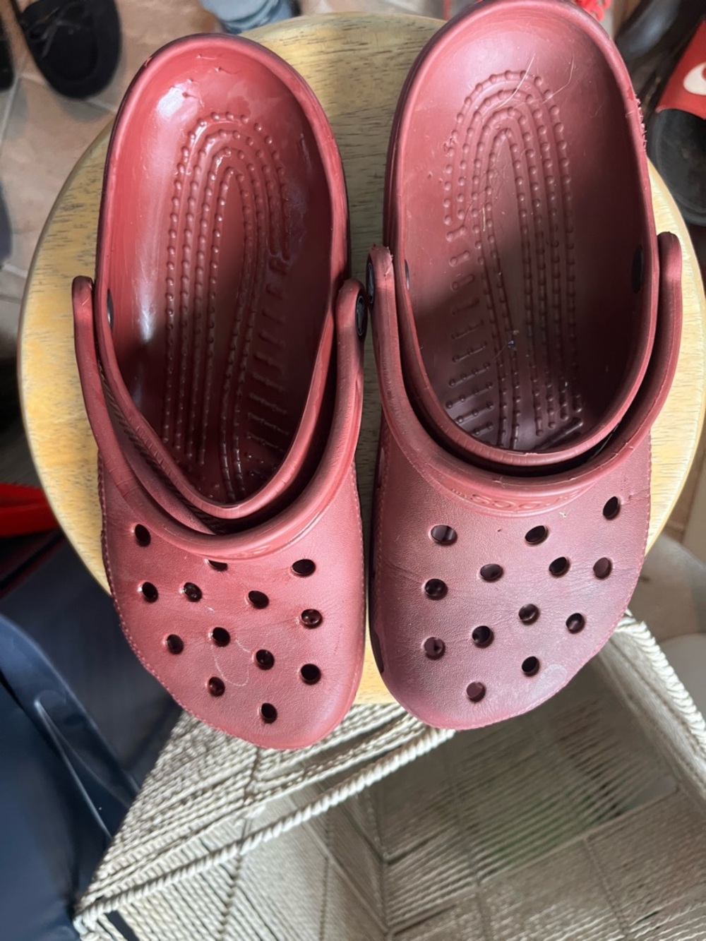 CROCS Classic Clog Mules in Dark Red